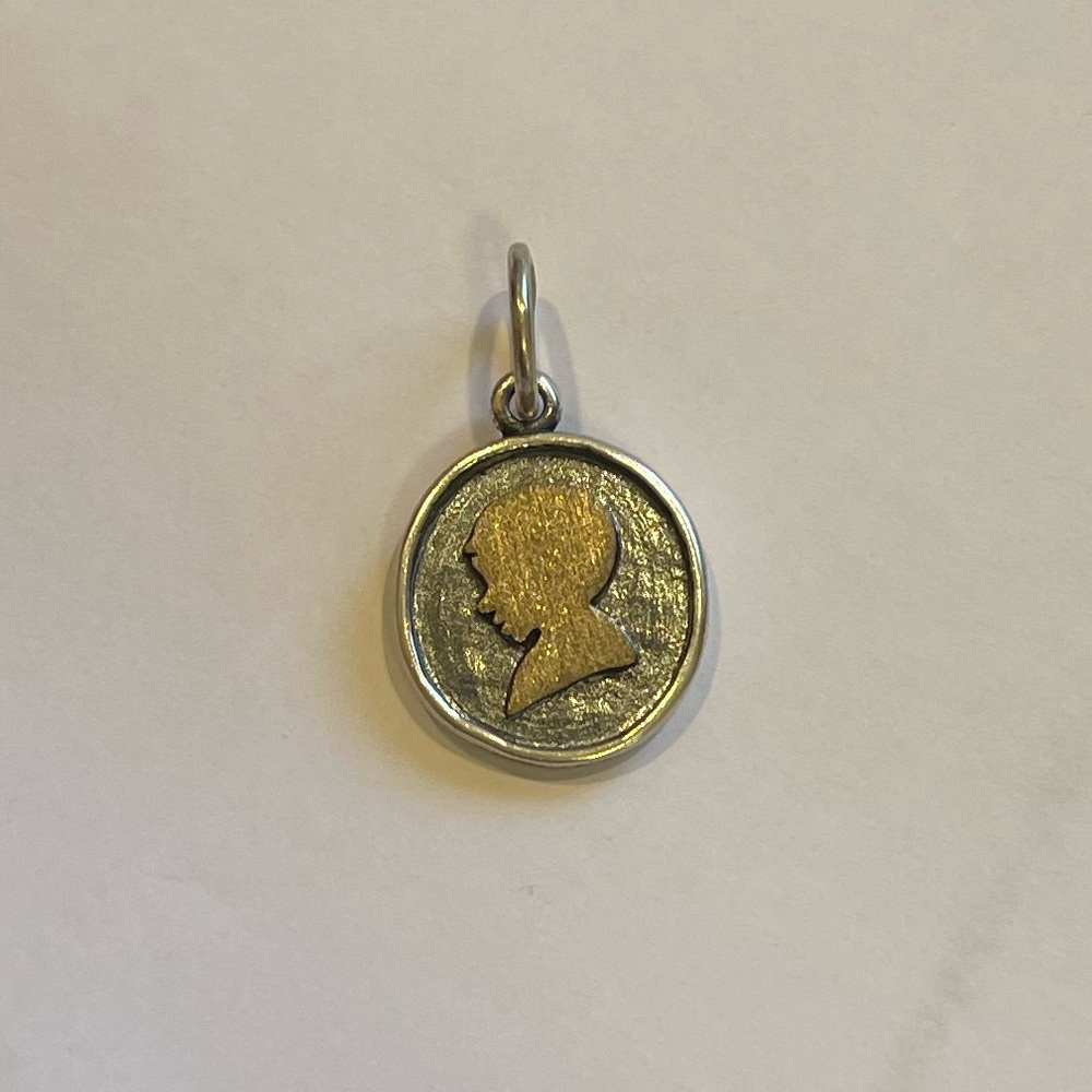 Boy cameo pendant by waxing poetic sterling silver and brass
